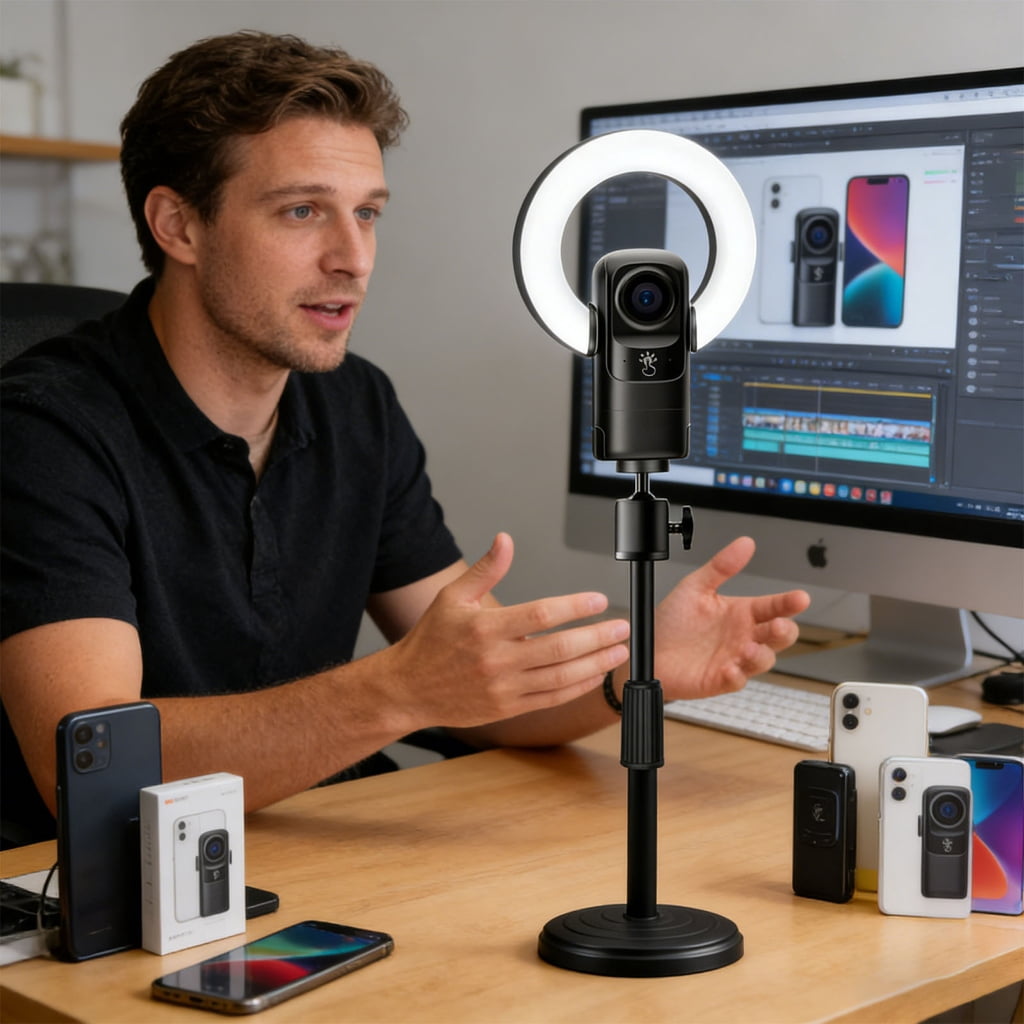 4K Webcam Autofocusing With 9 Adjustable Lighting And Type C Camera For Professional Video Calls