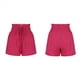 thumbnail image 3 of Pantalones Cortos de para Mujer, de Cintura Alta, con Pierna , Cómodos y Elásticos para Playa y Verano. Rosa Roja M, 3 of 6
