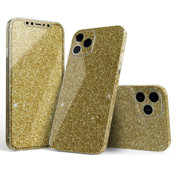 DesignSkinz Sparkling Gold Ultra Metallic Glitter Full-Body Skin Decal Wrap Cover for iPhone 16