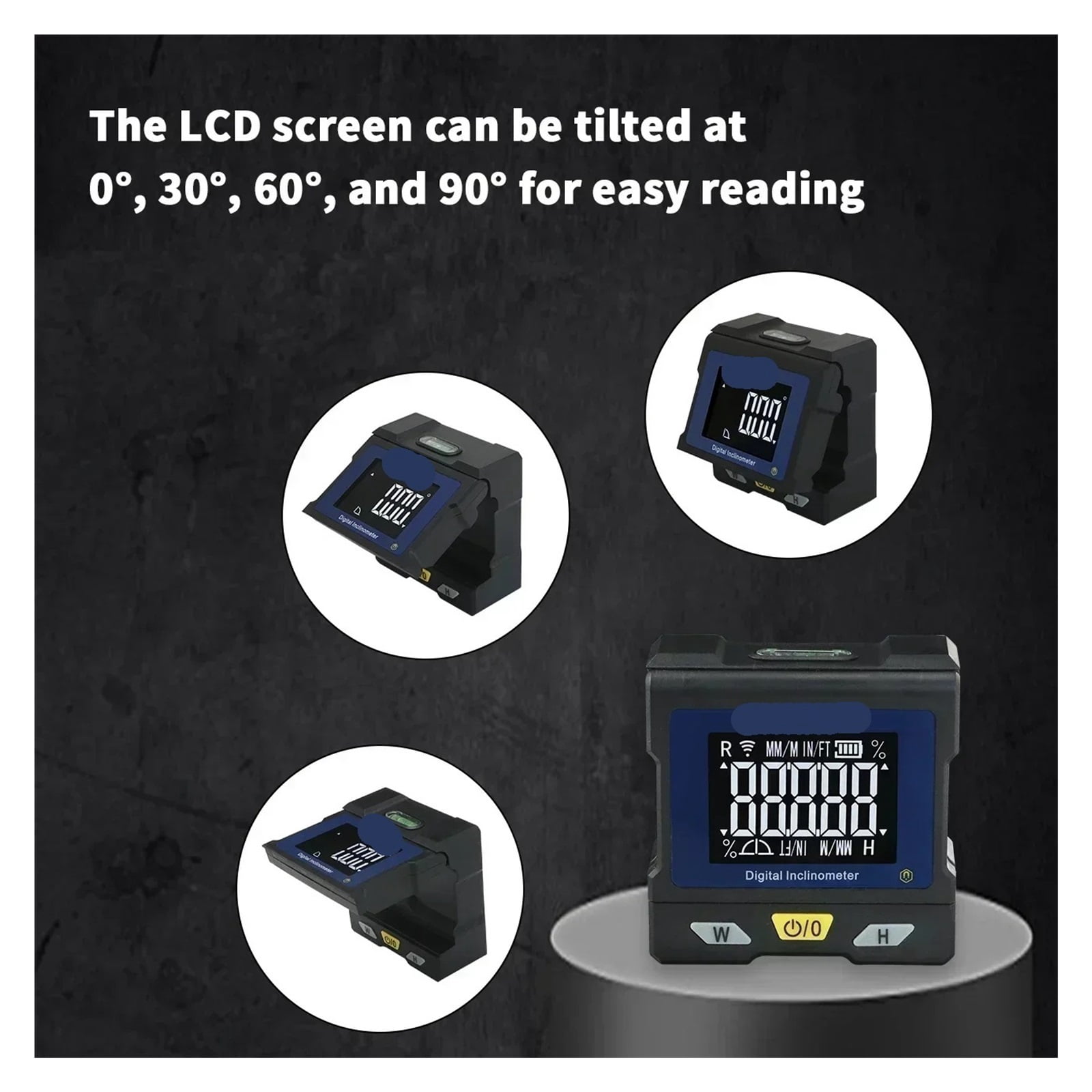 Digital Angle Gauge Protractor Inclinometer with Flip Up Display Bubble Level Box Measures ,Water-Proof & Dust Resistant