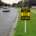thumbnail image 4 of Eveokoki Slow Down Signs,Pedestrian Traffic Slow Down 30 Mph Sign with Stake for Street - Safety Signs with 11.6 Inches Metal Stakes & 8"×12" Reflective Aluminum Sign, Fade Resistant, Easy to Install, 4 of 6
