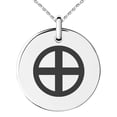 thumbnail image 1 of Stainless Steel Shimazu Samurai Crest Engraved Small Medallion Circle Charm Pendant Necklace, 1 of 1