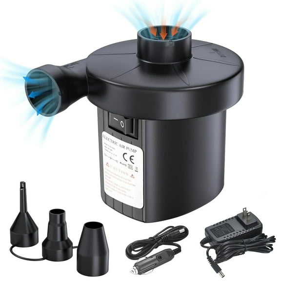 HAMCSTNF Air Pump, Portable Quick-Fill Electric Air Pump with 3 Nozzles, Inflator/Deflator Pumps for Outdoor Camping, Inflatable Air Mattress Beds, Boats, Swimming Ring