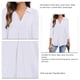 thumbnail image 5 of Blusa Cuello En V Manga 3/4 Color Puro para Mujer Camisa Plisada Suelta Casual para Verano Primavera Blanco S, 5 of 6