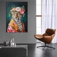 thumbnail image 4 of MUDKET Leopard Canvas Wall Art, Elegant Flower Crown Leopard Wall Pictures for Living Room, Framed Leopard Wall Paintings Prints, Modern Animal Wall Decor for Bedroom Office 40"L x 28"W, 4 of 9