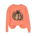 thumbnail image 3 of Ounisa Halloween Women's Pullover Thanksgiving Sweatshirt Pumpkin Printed Crew Neck Blouse Long Sleeve Tops with Pocket, 3 of 5