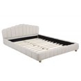 thumbnail image 3 of Beige Velvet Upholstered Queen Platform Bed, Modern Bedroom Wood Bed Frame, 3 of 5