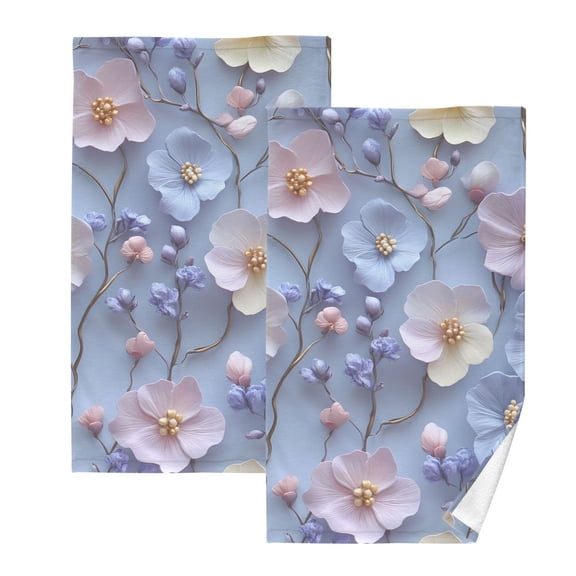 Ryvnso Flower-a8 Cotton Hand Towels Sets Face Towel 2 PCs Bathroom Decorative