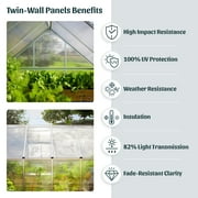 Palram - Canopia Mythos 6 x 4 Polycarbonate/Aluminum Walk-In Greenhouse – Silver - with Roof Vent