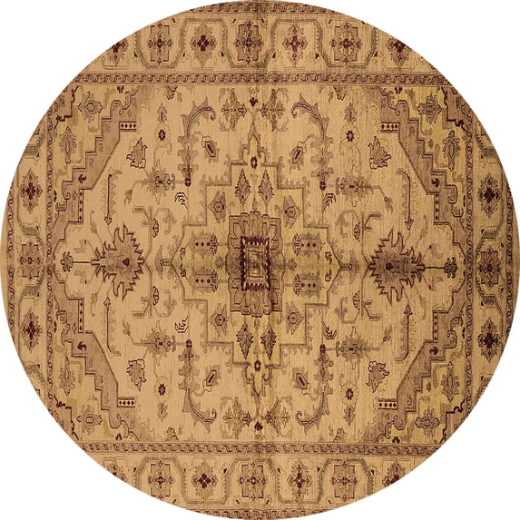 Ahgly Company Indoor Round Oriental Brown Industrial Area Rugs, 6' Round