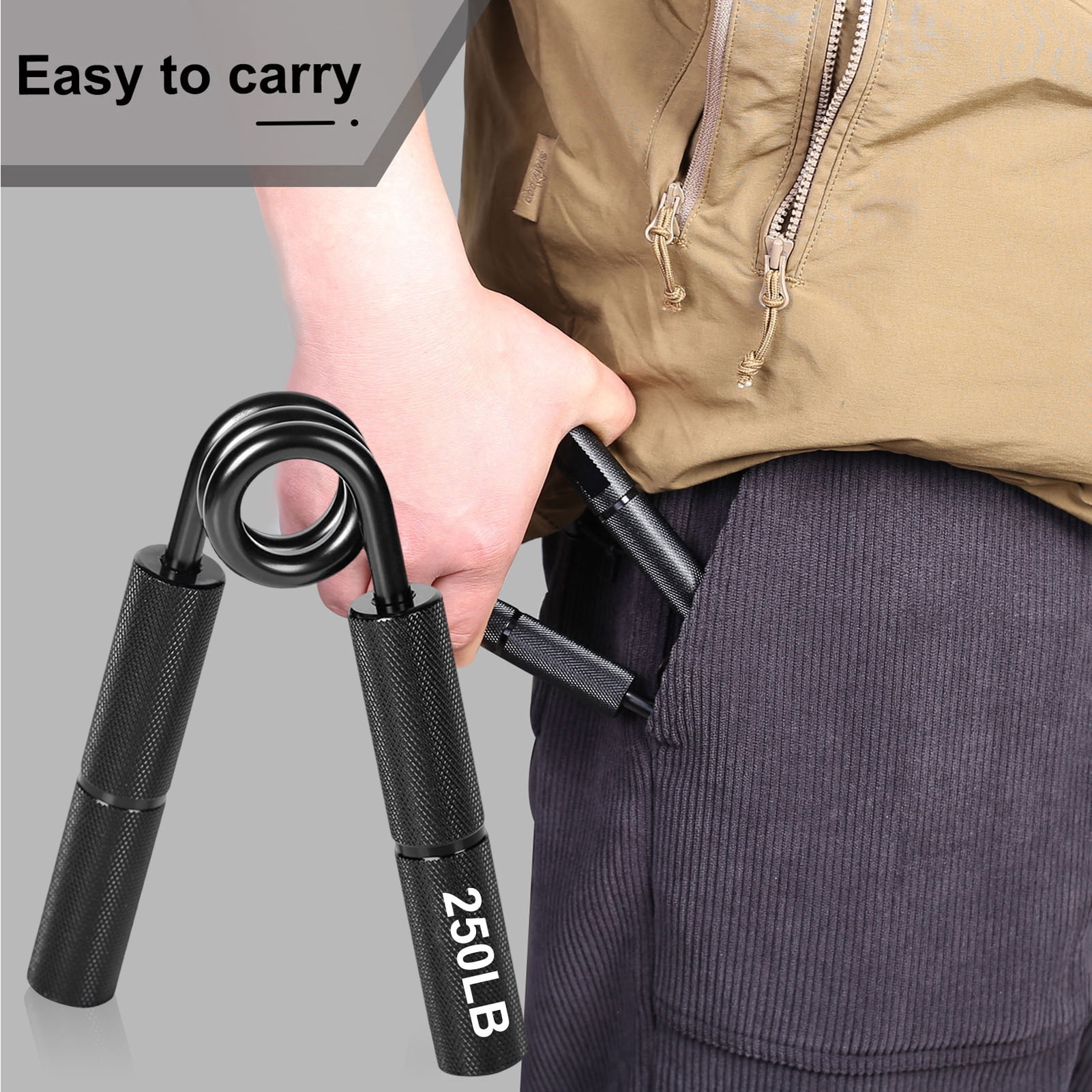 Opolski Grip Strength Trainer Ergonomic Design Non-slip 200LB Resistance Muscle Recovery Compact Size Heavy-Duty Hand Gripper Finger Forearm Trainer for Men Black