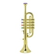 thumbnail image 1 of Trompeta infantil de plástico dorado recubierto para niños en edad preescolar, juguete musical, instrumento de viento, 1 of 14