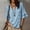*Blue, variant on Women's V Neck Flared 3/4 Sleeve Blouse,Asymmetric Side Button Solid Color Casual Top Orange,Women's Plus XL