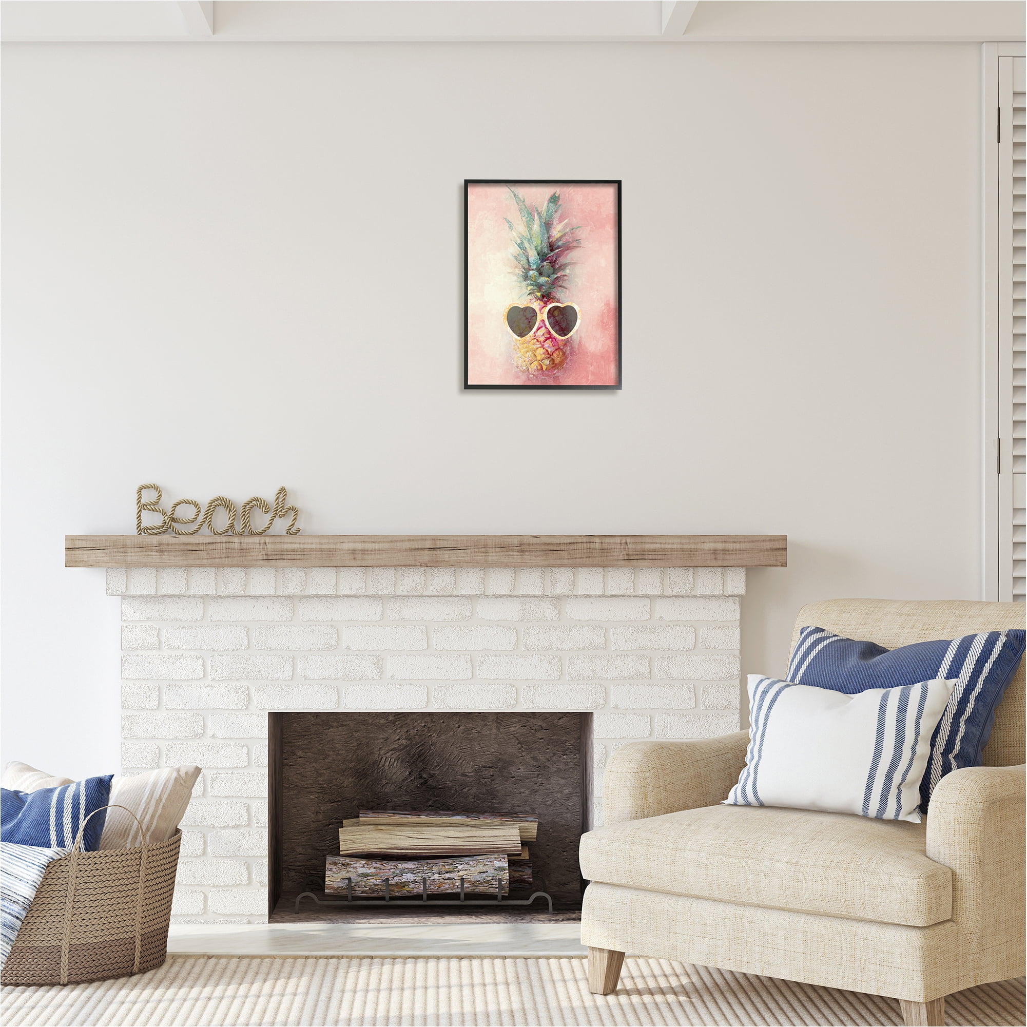 Stupell Industries Glam Pineapple & Sunglasses Food & Beverage Painting Black Framed Art Print Wall Art, 16 x 20