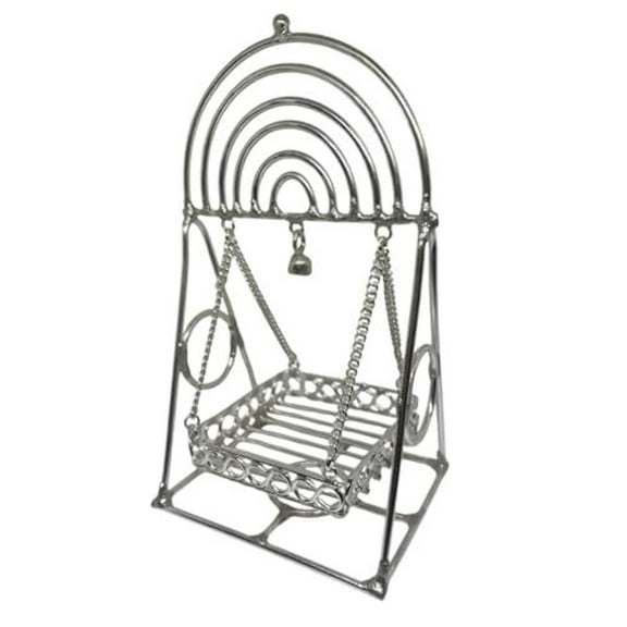 German Silver Laddu Gopal Jhula Krishna  Swing, Indian Pooja Items for Temple, Home Decor and Gifting(6" X 3" X3.5")