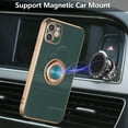 thumbnail image 6 of Electroplated Magnetic Ring Holder Case, 360 Degree with Rotation Metal Finger Ring Holder Magnet Car Holder Soft Silicone Shockproof Cover for iPhone 12 6.1 inch - Drak Green, 6 of 9