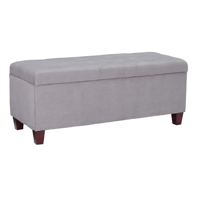 Linon Carmen Pouf de Rangement pour Chaussures Rembourré et Capitonné en Microfibre Grise
