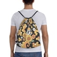 thumbnail image 2 of Easygdp Mushrooms Honeycomb Drawstring Backpack, Beach Sackpack, Travel Sackpack Lightweight for Sports, Gym, Travel, Swimming - Small, 2 of 9