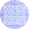 thumbnail image 1 of Ahgly Company Machine Washable Indoor Round Oriental Blue Modern Area Rugs, 5' Round, 1 of 4