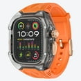 thumbnail image 3 of Compatible for Apple Watch Band 41mm 40mm with Sport Case, Hard Durable Band for iWatch Series 9 8 7 6 5 4 SE, Sport Adjustable Wristband Strap Anti-Scratch Protective Case, Orangeblack, 3 of 6