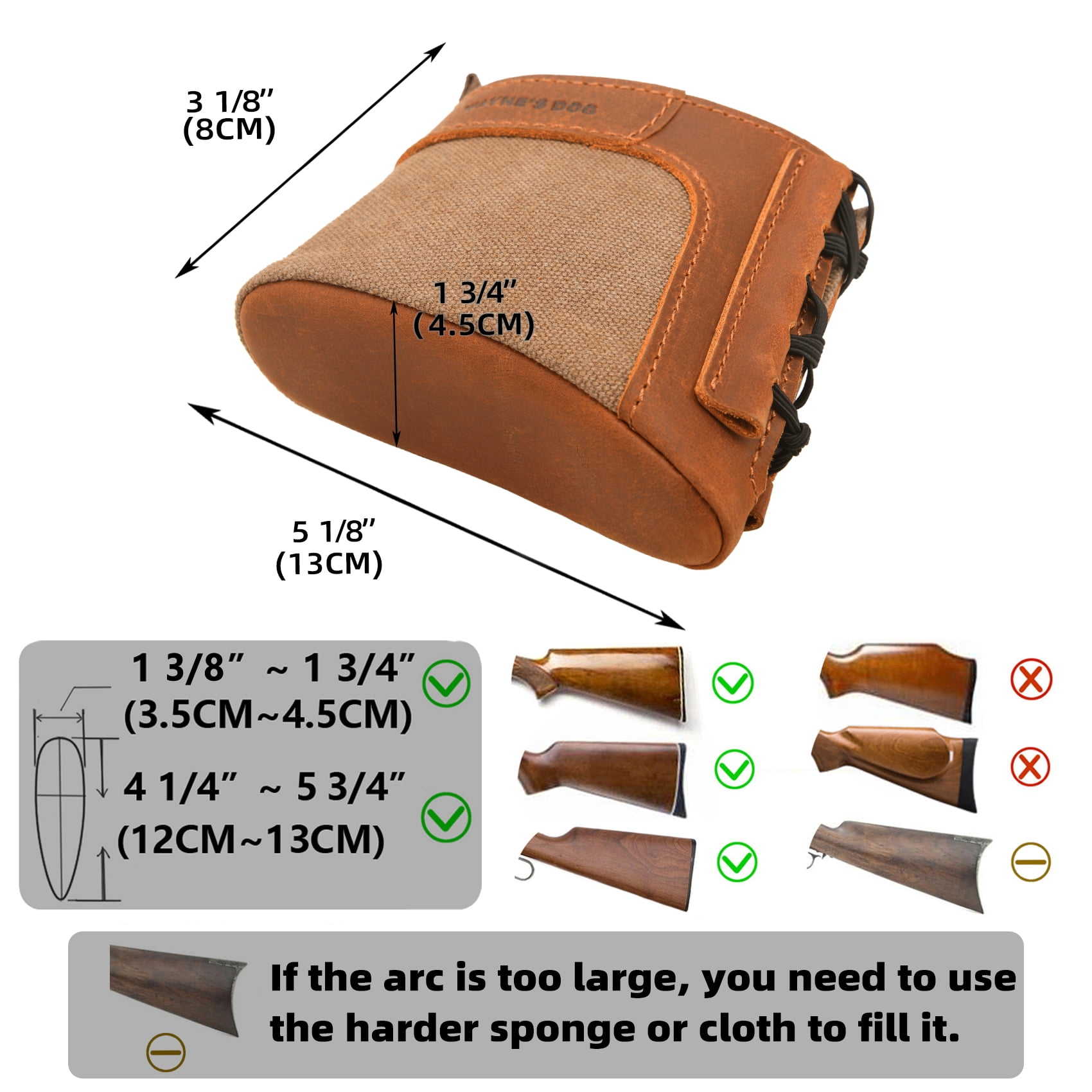 Wayne's Dog Canvas Leather Slip on Rifle Recoil Pad Shotgun Buttstock Adjustable