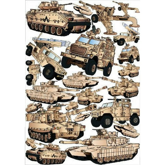 24 Military Tank Wall Decals Stickers and Armored Trucks Wall Decals