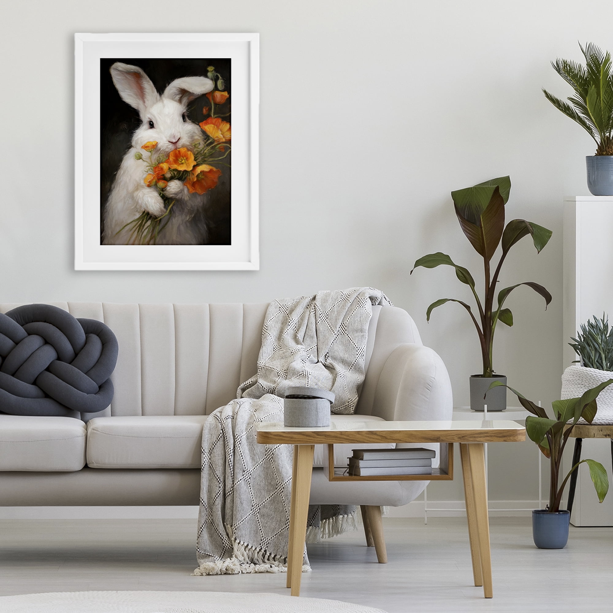 Stupell Industries Floppy Loves Her Poppies White Framed Print Under Glass, design by Tina LeCour