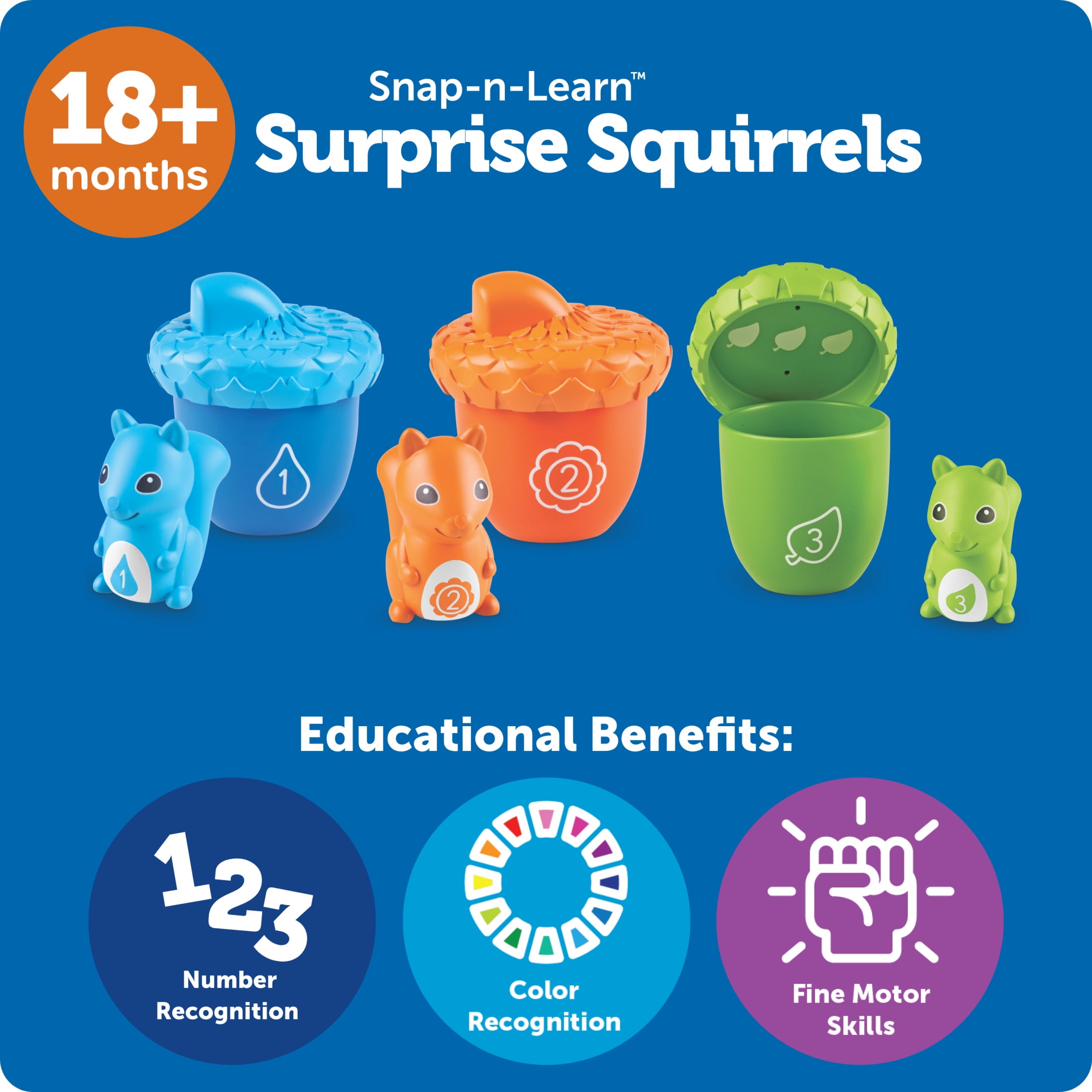 Learning Resources Snap-n-Learn Surprise Squirrels, Fine Motor Skills Toys, Ages 18 Months+