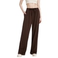 thumbnail image 2 of Sweatpants for Women 2025 Mid Waist Ribbed Knit Wide Leg Straight Leg Drawstring Casual Loose Joggers with Pockets, 2 of 8