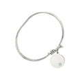 thumbnail image 2 of 5 3/4 inch Oval Eye Hook Bangle Bracelet w/ Plain Disc medal charm w/ March Blue Swarovski Crystal, 2 of 3