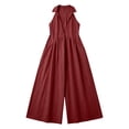 thumbnail image 5 of Chuancc Women's Casual Loose Overalls Jumpsuits One Piece Sleeveless Wide Leg Long Pant Rompers With Pockets Wine XL, 5 of 5
