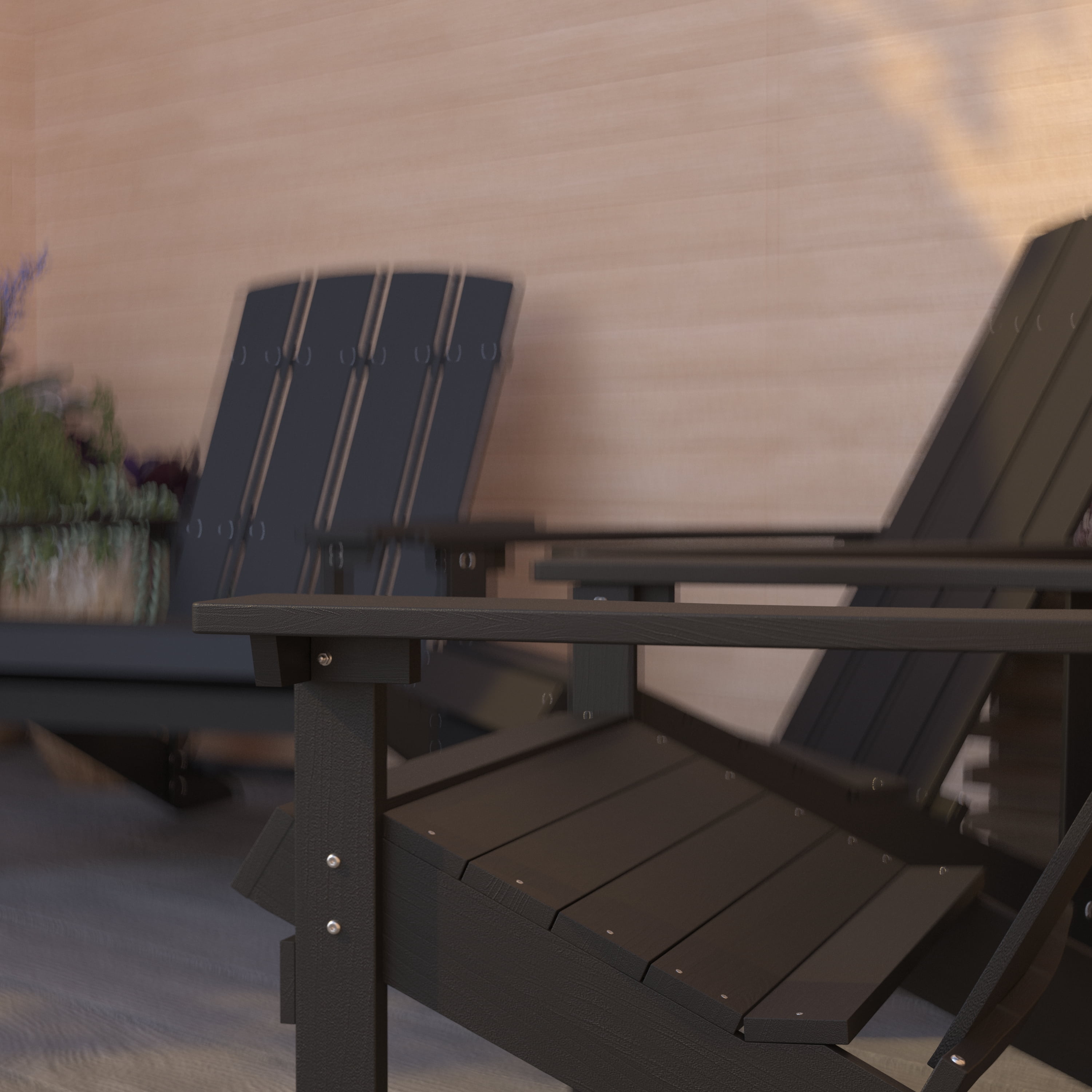 Merrick Lane Set of 4 All-Weather Poly Resin Wood Adirondack Chairs in Slate Gray