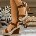 thumbnail image 6 of Samdudou Espadrille Wedge Sandals for Women Open Toe Ankle Strap with Buckle Suede Straps Jute Wrapped Summer Dressy Casual Everyday Footwear Ladies Travel Resort, 6 of 9
