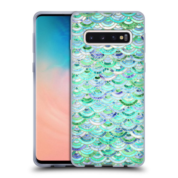 Head Case Designs Officially Licensed Micklyn Le Feuvre Marble Patterns Mosaic In Mint Quartz And Jade Soft Gel Case Compatible with Samsung Galaxy S10