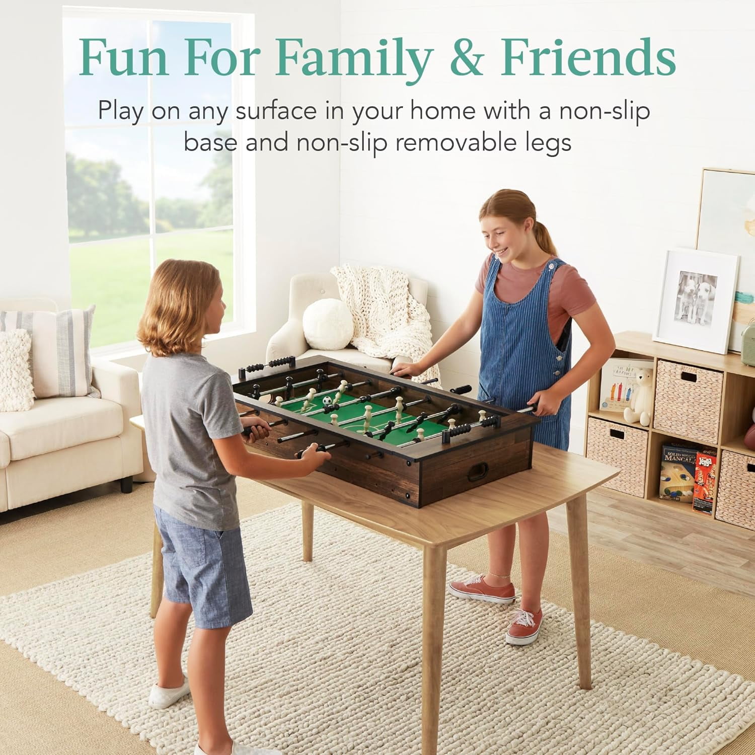 WBTER 40in Tabletop Foosball Table, Compact Mini Arcade Table Hand Soccer for Kids and Adults, Home, Game Room w/ 2 Balls