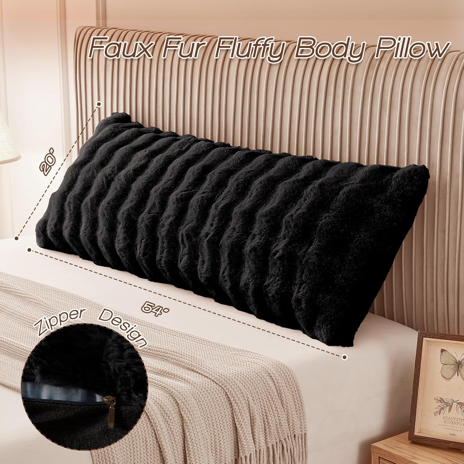 ANHXN Fluffy Adult Body Pillow - Sturdy body pillowcase, adjustable height, soft support for side lying, washable