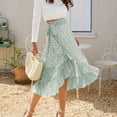 thumbnail image 3 of Vedolay Mini Skirt Skirt for Women Summer Casual Flowy Ruffled Hemline Long Skirt,Green L, 3 of 4