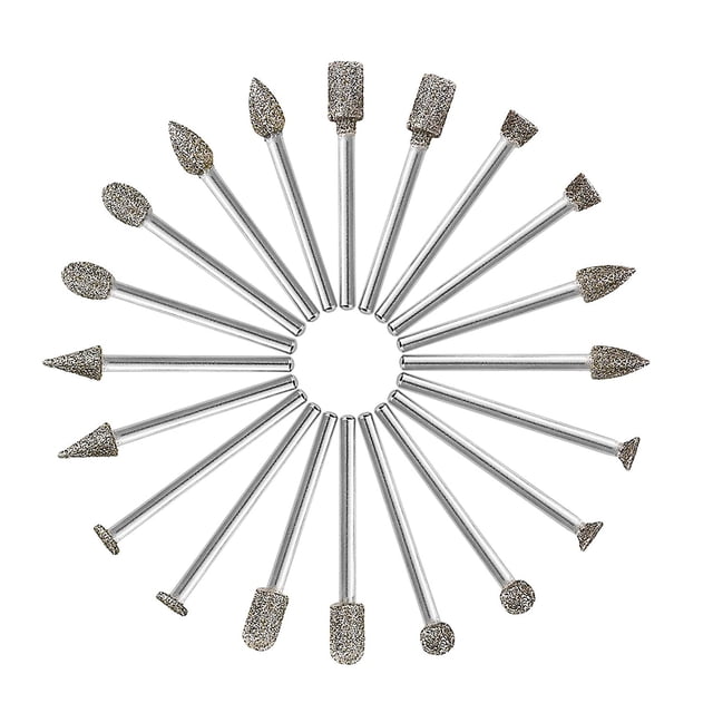 Juego de 20 piezas de fresas de diamante Juego de brocas de fresado rotativas con vástago de MABOTO Brocas