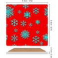thumbnail image 4 of SKYSONIC Snowflakes On Red Printed Square Ceramic Coaster for Drinks with Cork Base for Coffee Cups Place Mats for Home Decor Set of 4 Pieces, 4 of 4