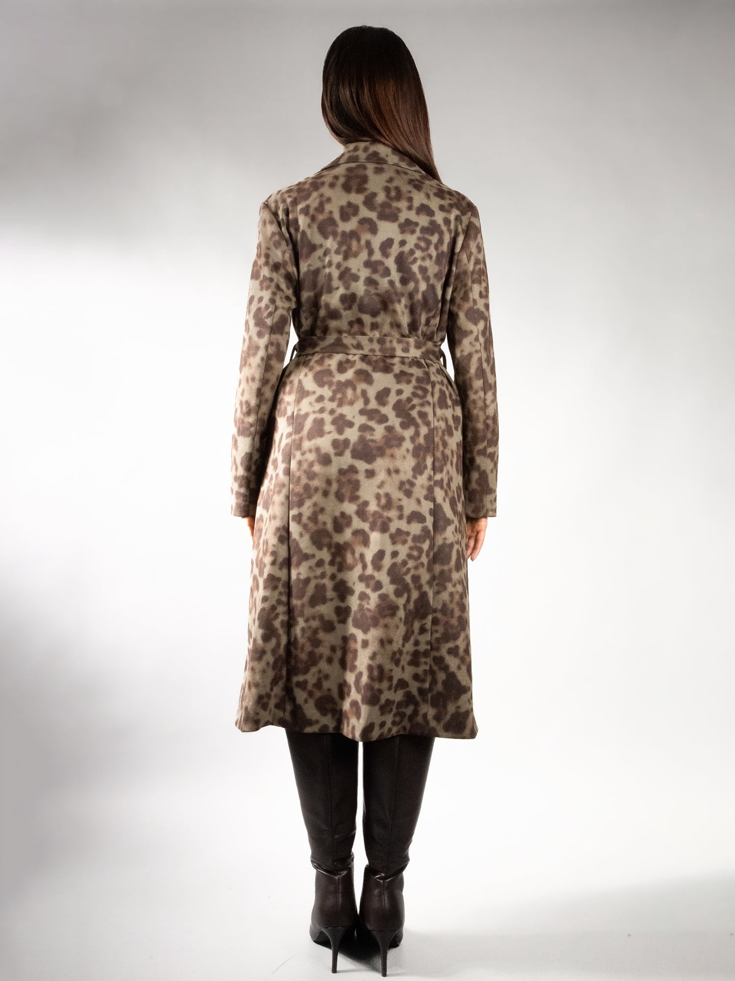 DARING DIVA Women's Fashionable Animal Print Trench Coat S Light Green