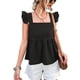 thumbnail image 2 of Blusa sin mangas para mujer, con ribete de volantes, tirantes para los hombros, dobladillo empalmado suelto, blusa informal sin espalda de verano, 2 of 8