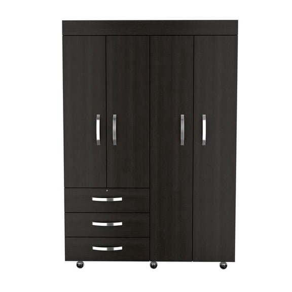 TUHOME Denver Mobile Armoire  Engineered Wood Armoires in  Black