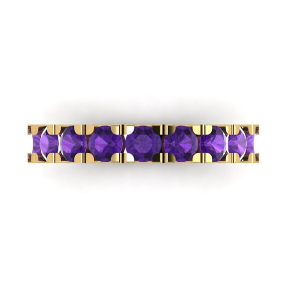 1.44 ct Brilliant Round Cut Natural Amethyst 18K Yellow Gold Stackable Band SZ 3.5