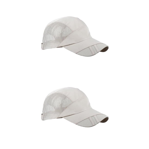 Qarigey Men Hat Clothing Accessory Sunshade Headgear Outdoor Sport Caps Summer Adjustable Drying Breathable Quick Mesh Baseball Beige 2piezas