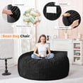 thumbnail image 3 of 4FT Bean Bag Chair, 4' Large Bean Bag Chairs for Adults with Removable Stripe Plush Cover, Memory Foam Beanbag Chair for Living Room Bedroom Dorm Black, 3 of 6