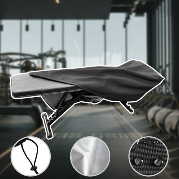 OPTUTUS Black Waterproof Gym Bench Cover – 50x23x17 Inches, Durable Oxford Fabric, Dustproof & Moisture-Resistant with Drawstring Design