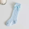 thumbnail image 4 of Baby Socks - Breathable Baby Socks Spanish Hollow Knit Mid Calf Socks with Bow for Girls Boys Spring Summer Comfortable Toddler, Socks for Children,Color: Blue Size: 0-2 Years, 4 of 9