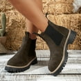 thumbnail image 3 of Rokment Women's Platform Chelsea Boots Classic Fashion Suede Chunky Heel Slip on Mid Calf Combat Ankle Booties Winter Fall, 3 of 5
