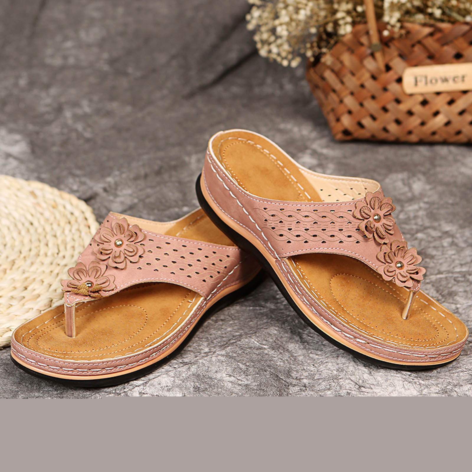 thumbnail image 4 of Chanclas de verano para mujer, zapatillas con tacón de cuña, sandalias, chanclas informales, zapatos de mujer Wmkox8yii  ytu4469, 4 of 9