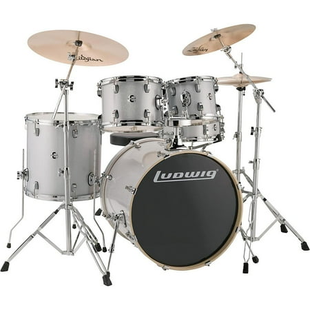 Ludwig LCEE22028 Element Evolution 22" Bass Drum 5-Piece Drum Set w/ Hardware & Cymbals - White Sparkle